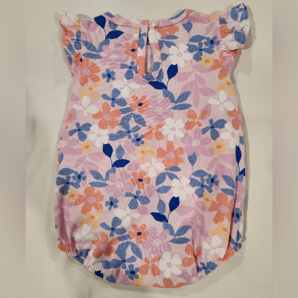 Carter's Girl's Angel-Sleeve 3-Piece Bodysuit Set Pink Floral Size NB NWT - Picture 5 of 10